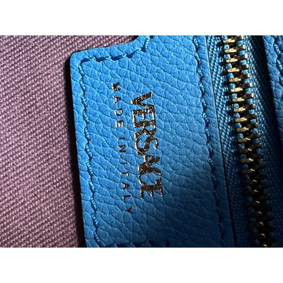 NWT $1875 Versace Medusa Head Calf Leather Blue Medium Hobo Bag 1000699 IT - Picture 12 of 16